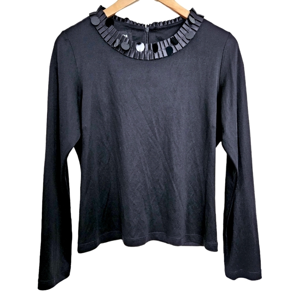 Jodi silk‎ jersey ruffle neck blouse